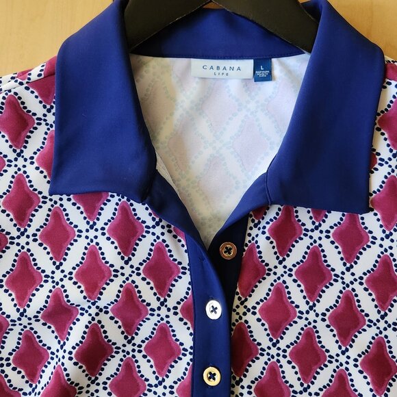 CABANA LIFE Upf 50 Rosewood Button Down Dress Blue Pink Button NEW w/o packaging - Picture 9 of 13